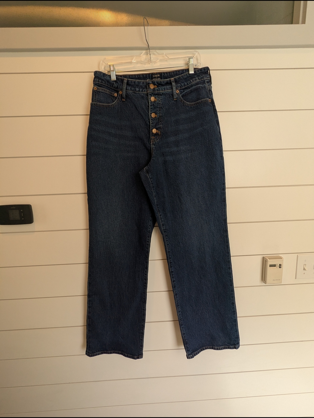 J. Crew Curvy Full Length Wide Leg Jean Button Fly Dark Wash Size 31 Tall - Picture 3 of 16